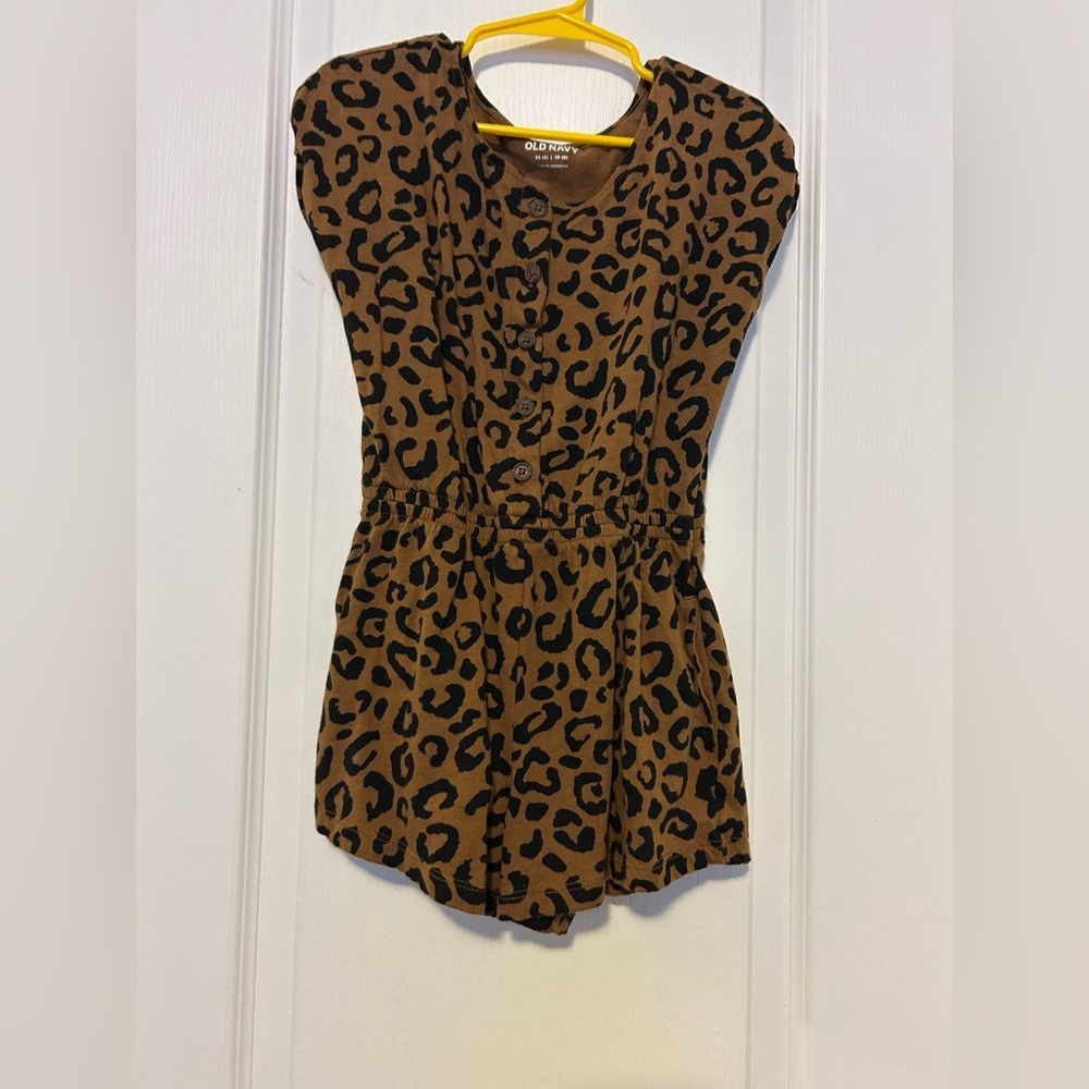 Old Navy Brown and Black Leopard Print Girls' Romper